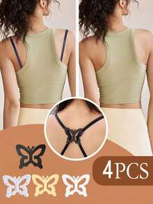2pcs/4pcs_Set Butterfly Shaped Bra Strap Clip, Invisible Anti-Slip Bra Strap BuckleBody Care For Travel,Sport,Outdoor,Belt - Multicolor - View 2