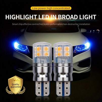 2 件 T10 W5W T15 W16W 双色汽车 LED 灯，超亮 3030 8SMD T10 灯泡，Canbus 无错误，铝制散热器，12V-28V，无极性，即插即用安装，适用于备用灯、停车灯、内饰灯、地图灯、顶灯
