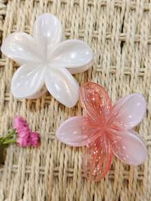 Transparent Flower & Hair Claw Hair Clips, Stylish & Sweet Appearance, Refreshing Look For Summer - Multicolor - View 9