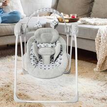 Baby Swing,Portable Baby Swing,Foldable Baby Swing,Baby Swing With Timer For 0-6 Months 6-20 Pounds,Adjustable Speed 5-Point Harness Indoor Outdoor Travel Baby Swing Halloween Christmas Holiday For Newborns Gifts - Light Grey - View 3