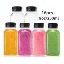 6 Packs 13.6 OZ (400 Ml) Clear PET Plastic Juice Bottles With Black Lids- Plastic Smoothie Bottles Ideal For Juice, Milk And Other Beverage,Empty Plastic Juice Bottles With Leak-Proof Caps Clear Water Bottle, For Outdoor, Camping