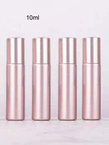 1/2/4pcs 5ml/10ml Rose Gold Roller Bottles, Electroplated Roll-On Bottles, Glass Perfume Bottles, Refillable Cosmetic Tools - Pink - View 10