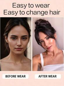 女士合成刘海假发，自然侧刘海蓬松，可添加发片刘海 - 彩色 - 查看 4