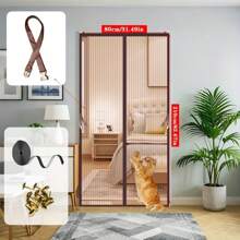 AIYYIPA Cortina de malla magnética para puerta, nuevo diseño con tiras magnéticas completas y autoadhesivas, cortina antimosquitos para sala de estar y dormitorio