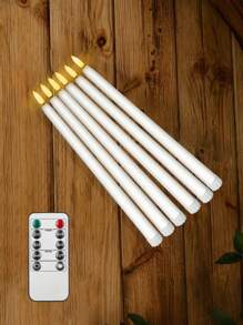 Set de 6 piezas/12 piezas Velas de cono sin llama con efecto parpadeante con/sin control remoto y temporizador, Velas de té a pilas, Velas falsas duraderas como regalo, Velas falsas, Decoración del hogar, Decoración de bodas, Velas LED, Fiesta, Luces de vela de cera falsa para graduación, vuelta al cole, Halloween, Navidad, Día de la Madre, Fiesta de cumpleaños, Día de San Valentín