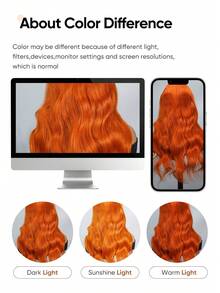 jessie's wig 杰西假发预剪姜橙色波浪卷假发无胶真人发蕾丝前假发100%真人发200%密度 - S350 - 查看 8