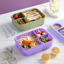 1pc Adult Lunch Box, 1450ml Adult Lunch Box, Leak Proof Lunch Box With Utensils, 3-Compartment Lunch Box, Microwave Heating, Four-Color Optional