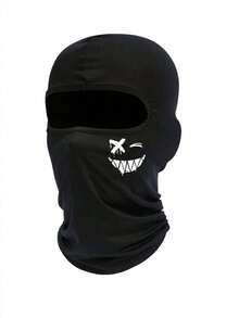 1pc Devil Smile Printed Balaclava - Breathable, Quick-Dry Full Face Mask For Men, Sweat-Absorbent & Dustproof, Ideal For Cycling & Outdoor Sports, Black & White Options, Cycling Face Cover - Multicolor - View 2