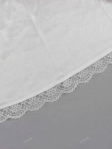 Women's Elegant Skirt With Lace Hem And Elastic Waistband, Slip/Underskirt For Daily Skirt Layering