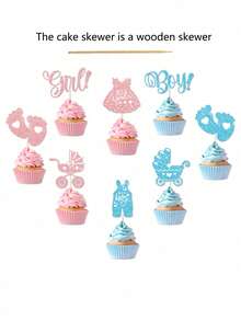 12 chiếc que cắm bánh cupcake hình bé trai hoặc bé gái lấp lánh, que cắm bánh cupcake tiết lộ giới tính, trang trí bánh sinh nhật chủ đề tiết lộ giới tính cho tiệc mừng em bé sắp chào đời. - Nhiều màu - Xem 3