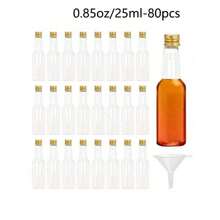 Paquete de 25, Mini botellas de licor, 0.83oz 1.7oz 3.3oz Botellas pequeñas vacías de plástico con tapas de rosca, botellas para shots, envases para bebidas, botellas de vino reutilizables, botellas de espíritu vacías, botellas de jugo, botellas de alcohol, botellas de salsa para bodas, fiestas, suministros para fiestas de Navidad, accesorios portátiles de almacenamiento