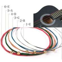 Set de 6 cuerdas de guitarra de colores múltiples, cuerdas de guitarra clásica con recubrimiento de aleación - Duradero recubrimiento arcoíris, apropiado para guitarras acústicas, mejora la calidad del sonido y el estilo
