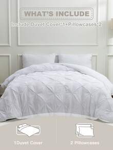 3pcs Flower Pattern Solid Color Comfortable Bedding Set, 3-Piece Luxury Microfiber Bedding Set With 2 Pillow Shams - Soft & Cozy - White - View 4