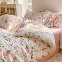 4 Peças Conjunto, 1 Peça Capa de Edredom, 1 Peça Lençol, 2 Peças Fronhas, Edredom Impresso em Fibra Ultramacia em Tom Duplo, Conjunto de Roupa de Cama Moderno Adequado para Quarto, Todas as Estações