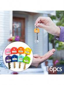18 peças de etiquetas de chaves de cores sortidas, identificadores de chave expansíveis de 1,1 pol./2,8 cm, servem na maioria das chaves, capas de chave de toque suave com etiquetas de identificação, chaves de porta fáceis de reconhecer - modernas, fáceis de instalar, inclui etiquetas em branco e pré-impressas, acessórios de organização de escritório doméstico unissex, acessórios de carro, bolsa, pingente, escola, fofo, gótico, Y2K