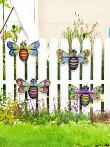 Metal Bee Wall Art Outdoor Decor -1 Pc/4 Pcs Packed With 7.7 "Metal Wall Decor, Bee Outdoor Garden Hanging Decor, Activity-Filled Handmade Wall Art For Patio Garden Patio Decor