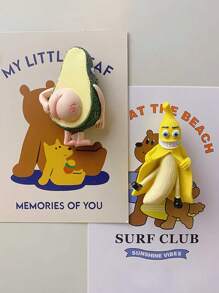 1pc Fruit Decorative Funny Magnets, Banana & Avocado Home Decor Refrigerator Magnets, Creative Cartoon Banana Avocado Magnets For Blackboard, Memo Board