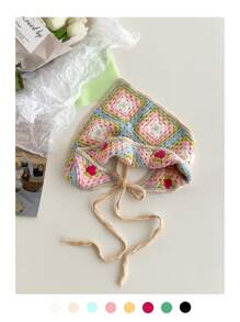 1 Stück Damen Sommer Strandschal, Boho-Stil gestrickter dreieckiger Kopfwickel, handgefertigter gehäkelter Stirnband, ländlicher Stil Kopfwickel Bandana Haartuch