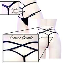Tanga hilo dental argolla frontal cruzado Tan004X red negroCasual-CómodoCasual-DeportivoBonito-InocentePoliésterCruzadoTanga de hilo dentaltodas las temporadas - Negro red - Ver 1