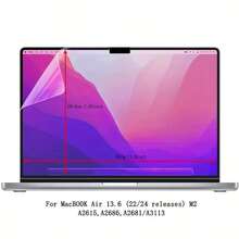 2片装超高清PET屏幕保护膜，兼容苹果Air 13.6英寸（2022-2025款），搭载M4/M3/M2芯片（型号：A3240/A3113/A2681），高清屏幕保护膜