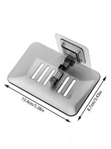 1pc Transparent Wall Mounted Soap Dish With Draining Rack - No-Drill, Traceless Crystal Soap Tray For Bathroom Organization And Storage