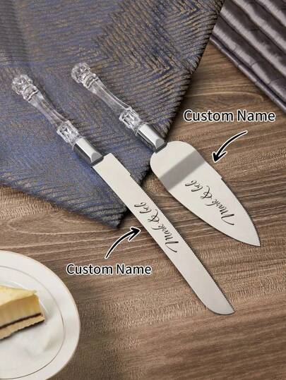Set de 2 piezas Cuchillo para tarta y espátula de acero inoxidable personalizados y grabados, Cuchillo para pan, Cortador de pizza y tarta de queso, Utensilios de repostería para fiestas, bodas, regalos de cumpleaños, cocina, Navidad Personalizado, Regalo único ideal para él, ella, aniversarios, Día de San Valentín, Día de la Madre, Cumpleaños, Para el Día del Padre, Para graduación, Para bodas, Para inauguración del hogar, Salón de té, Sala de estar, Comedor, Cocina