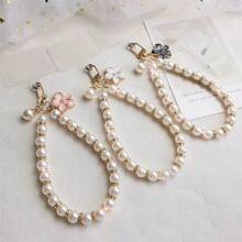 1 Set Fashion Pearl Extension Chain, Sakura & Camellia Flower Phone Lanyard, Water Cup Lanyard, Handbag Strap Chain