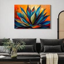1Pc Solid Wood Frame Canvas Poster, Agave Desert Floral Theme Large Canvas Wall Art, Artwork Wall Painting For Gift, Bedroom, Office, Living Room, Cafe, Bar, Wall Decor, Home And Dormitory Decoration Ready To Hang - 亮橙色 - 查看 3