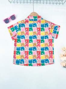 Chemise imprimée avec col pour jeunes garçons d'été, chemise casual mode pour jeunes garçons pour la plage, les vacances, les sports, l'extérieur, le streetwear