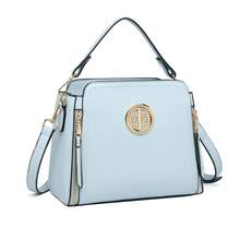 Women's PU Leather Shoulder Bag – Elegant Crossbody Satchel With Top Handle, Oriental Emblem & Zip Closure – Ideal For Daily Use, Work, School, Shopping, Travel Or As A Gift - Blue - View 2