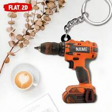 1pc Personalized Acrylic Electric Drill Design Keychain, Gift For Father (Customizable Name) - Multicolor - View 6