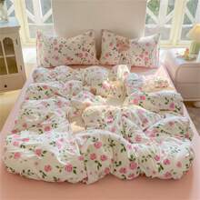 4 Peças Conjunto, 1 Peça Capa de Edredom, 1 Peça Lençol, 2 Peças Fronhas, Edredom Impresso em Fibra Ultramacia em Tom Duplo, Conjunto de Roupa de Cama Moderno Adequado para Quarto, Todas as Estações