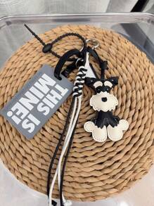 HXXOOS Uma Peça Tag de Identificação e Chaveiro de Cão em Estilo INS - Pingente de Bolsa Fofo de Schnauzer com Etiqueta "ISSO É MEU!", Acessório de Viagem para Mulheres, Presente para Ela, Pendente para Mochila, Bolsa de Ombro, Mala