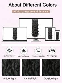 夹式接发，20 英寸长波浪形 4 件接发天然柔软合成纤维耐高温耐热夹式假发适合女性婚礼派对日常使用 - 黑色 - 查看 8