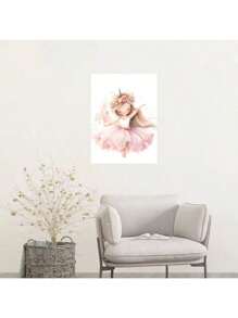 1/6PCS Optional Frame Posters Wall Arts Modern Pink Ballerina Girl Unicorn Butterfly Poster Kids Room Decorative Posters Wall Bedroom Decor ,Wall Art With Frame