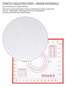 1 件 - 铂金玻璃纤维硅胶揉面垫，防滑硅胶糕点垫（带刻度），不粘烘焙工具垫。用途广泛，可用于制作糕点、面条、马卡龙、面包等。 - 彩色 - 查看 7