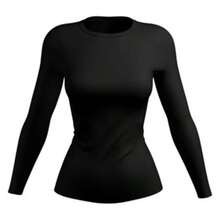 Kit 3 Women's Thermal Shirt UV Protection 50+ Second Skin T-Shirt Blouse Cold Mesh Gym Long Sleeve F7 NEW STYLE - màu đen - Xem 2