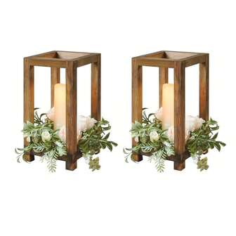 2pcs Rustic Wedding Lantern Centerpieces - Wooden Candle Holders For Table Decorations, Farmhouse Decorations, Rustic Barn Wedding Favors Wooden Candle Holders Wooden Candle Lanterns Suitable For Table Bases Wedding Parties Plant Decorations Interior Decorations Birthday