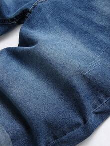 Men's Casual Multi-Pocket Straight Leg Denim Shorts - Dark Wash - View 5