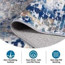 Homore Washable Abstract Area Rug, Washable Carpet Non-Slip And No Shedding, Indoor Entrance Mat, Bohemian Kitchen Mat, Vintage Traditional, Suitable For Living Room, Bedroom, Office And Porch Front Door Entrance,Gift Giving, Home Decoration.Halloween