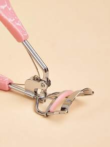 Pink Crackle Eyelash Curler With 10 Extra Replacement Pads - Durable, Easy-To-Use Beauty Makeup Tool, Comfortable Grip Fits All Eye Shapes & Lash Lengths, Quickly Curl Lashes, Lasting Beauty Tool Set. Eyelash, False Lash Eye Makeup Tools For Commercial, Home & Gift Use.
