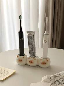 1pc Ceramic Cat Toothbrush Holder, Cute Siamese Cat Electric Toothbrush Stand Organizer, Couple Toothpaste Placement Bathroom Countertop Base Stand, Home Bathroom Decor, Bathroom Storage, Toothbrush Holder, Gift Fall Decor Back To School