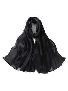 1件套阿巴雅配饰，基础款女士纯色丝绸岛屿优雅柔软头巾，光泽亮丽，风格保守，阿拉伯休闲长围巾，适合日常佩戴，柔软头巾，遮面服饰，连衣裙