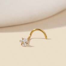 1/5pcs Fashion Charming Minimalist 316L Stainless Steel Inlaid Heart, Star, Geometric, Round, Square Zirconia Unisex Nose Rings, Disposable Piercing Tools, Body Jewelry Accessories, Great Gifts