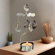 高品质烛台不锈钢材质旋转茶灯家居装饰节日礼物 - 銀色 - 查看 9