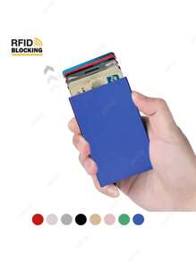 Cartera de aluminio metálico minimalista con protección RFID anti-robo para tarjetas de crédito e identificación, estuche portátil para tarjetas, billetera para hombres y mujeres