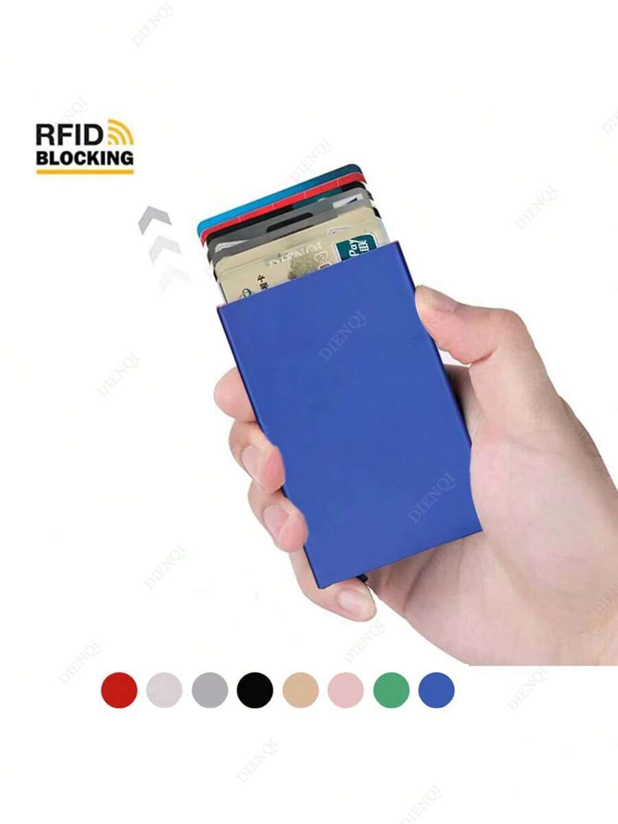 Cartera de aluminio metálico minimalista con protección RFID anti-robo para tarjetas de crédito e identificación, estuche portátil para tarjetas, billetera para hombres y mujeres