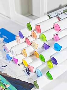 60/120/168 Colors/Box Acrylic Markers, Color Markers For School And Daily Office Use, Can Be Used For Painting On Plastic, Stone, Glass And Other Surfaces, Teacher Rewards, Art Supplies, Double-Headed Markers, Suitable As Gifts For Friends - Multicolor - View 7