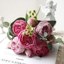 1 Stück künstliche Pfingstrose, gemischte Farben Stoff Blume, realistische Hochzeit Verlobung Tisch Wohnzimmer Schlafzimmer Heim Dekoration, geeignet für alle Jahreszeiten