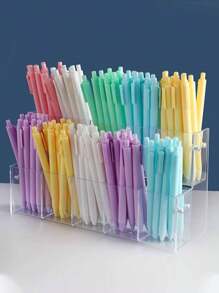 1 pièce Porte-stylo rectangulaire transparent, organisateur de bureau, support d'exposition pour articles de papeterie, rangement de bureau, retour à l'école, fournitures scolaires, étui à crayons, trousse à crayons, sac d'école